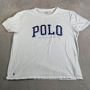 Polo Ralph Lauren Shirt Mens Large White Big Polo Logo Graphic T-Shirt Cotton